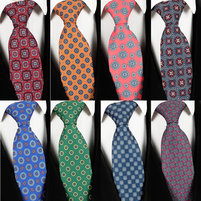 Corbata para hombre de 8CM a la moda, patrones de estampado, corbatas clásicas para hombre, novio, sensación manual, corbata de poliéster, accesorios de boda de negocios