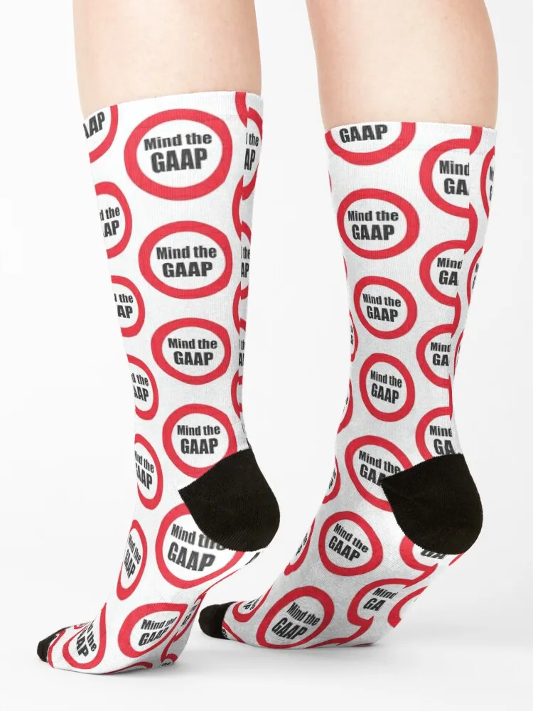 Homens e mulheres Mind the Gaap Cartoon Socks, Funny Management Socks, Lotes de Socks