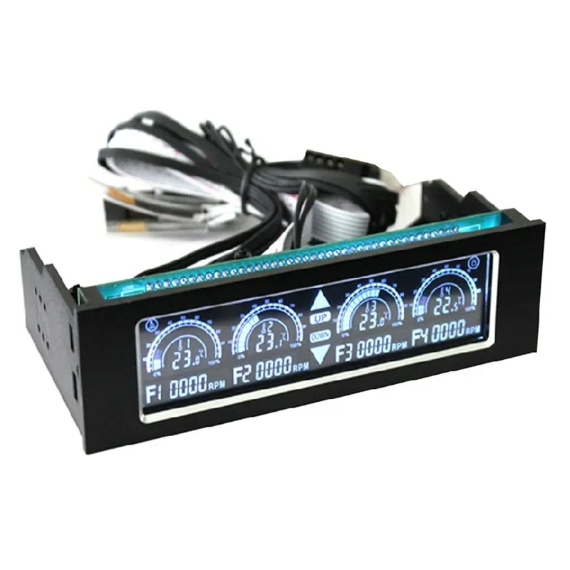 Free shipping&wholesale 1PCS/lot LCD 5.25"media dashboard VFD touch screen 4 channel fan speed controllers in retail package