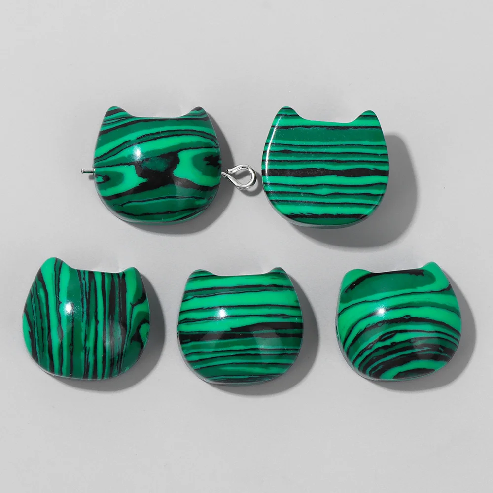 14X16MM Cat Head Beads Natural Cute Stone Bead Charm Pendant For Jewelry Making Diy Necklac Bracelet Accessory Wholesale