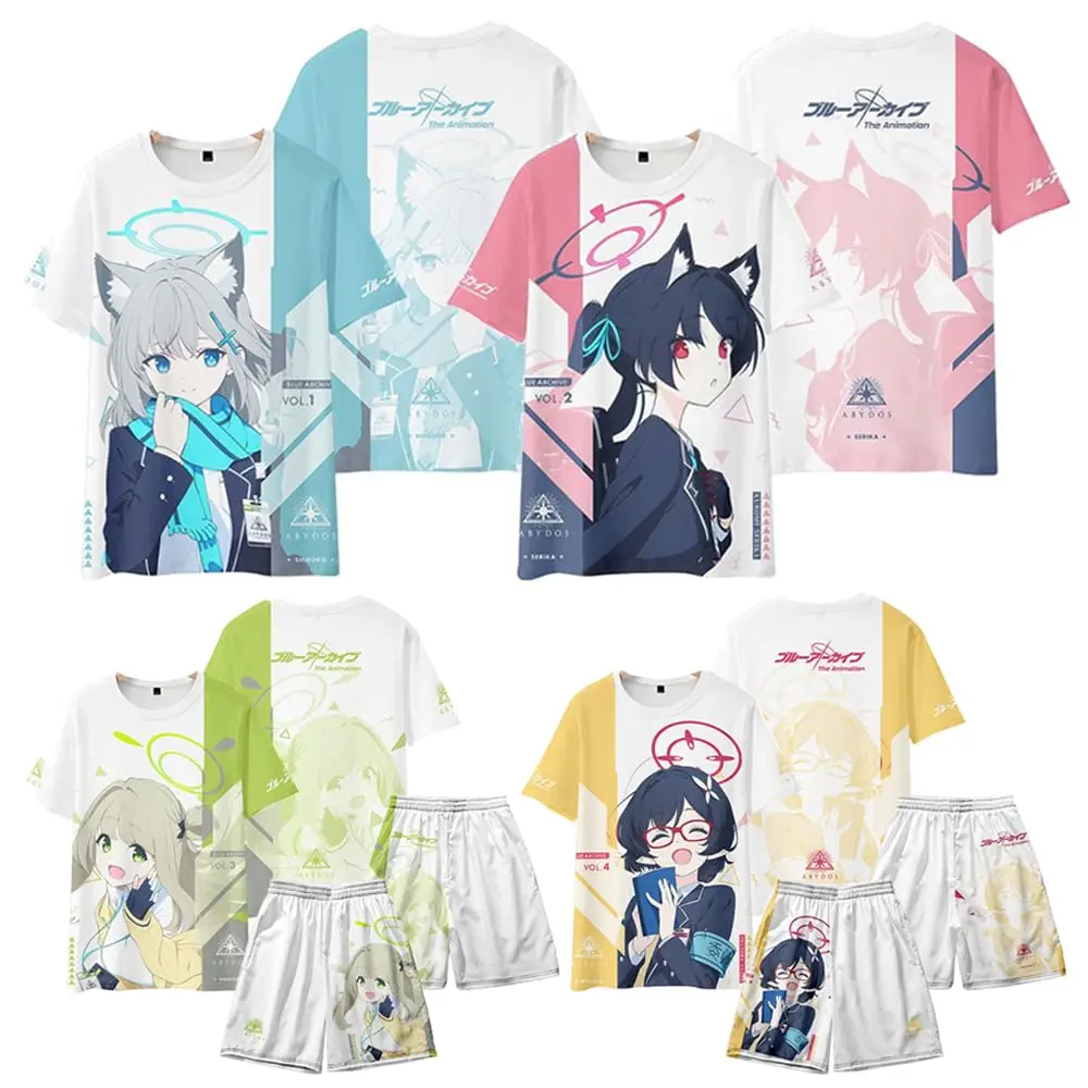 

Аниме Синий Архив Takanashi Hoshino 3D Футболка с принтом Kawaii Косплей Футболка Шорты Костюм Летний Мужской Женский Комплект из 2 предметов