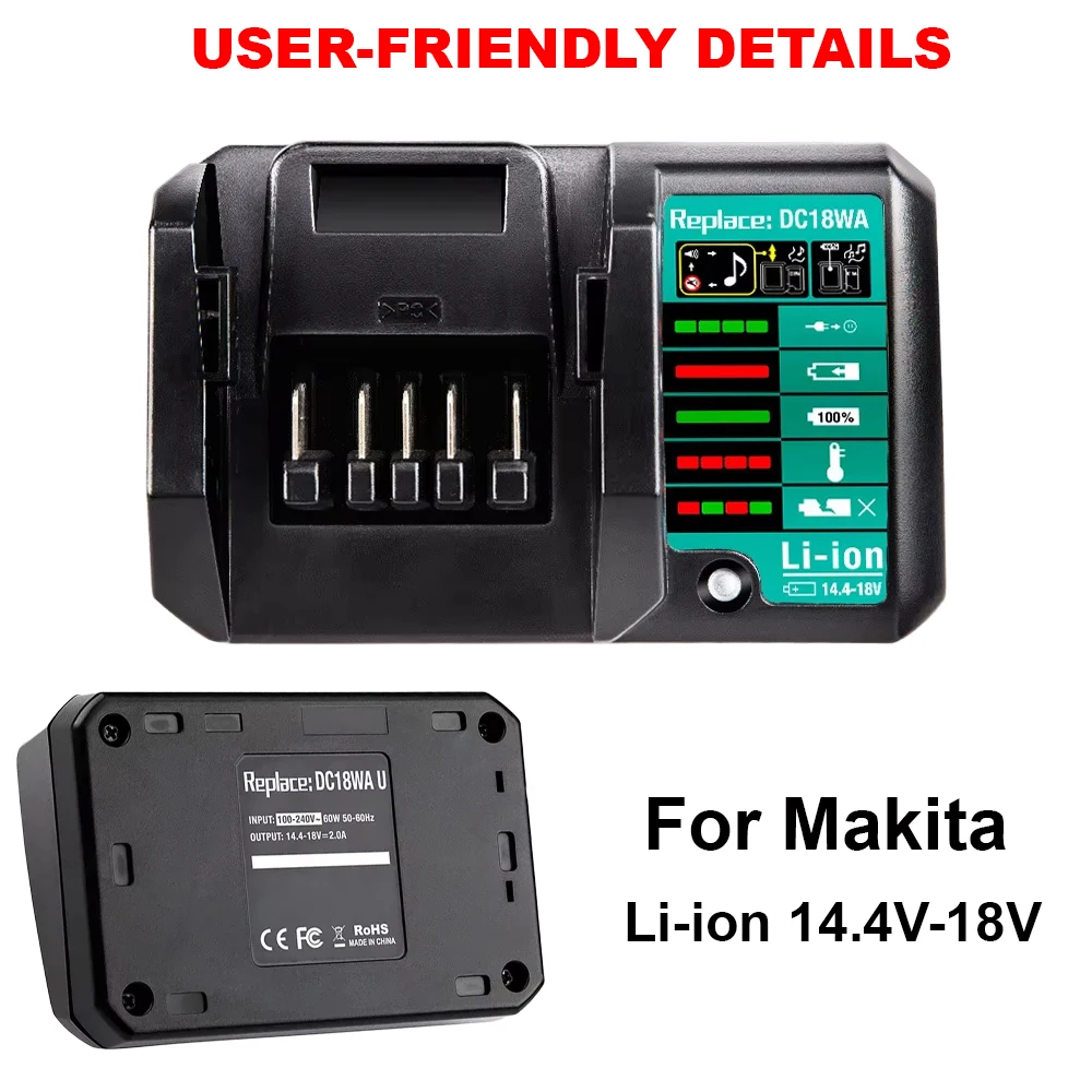

DC18WA BL1815G BL1413G Зарядное устройство для литий-ионного аккумулятора для Makita 14,4 В-18 В G серии Зарядное устройство Перезаряжаемый электроинструмент 100 В-240 В