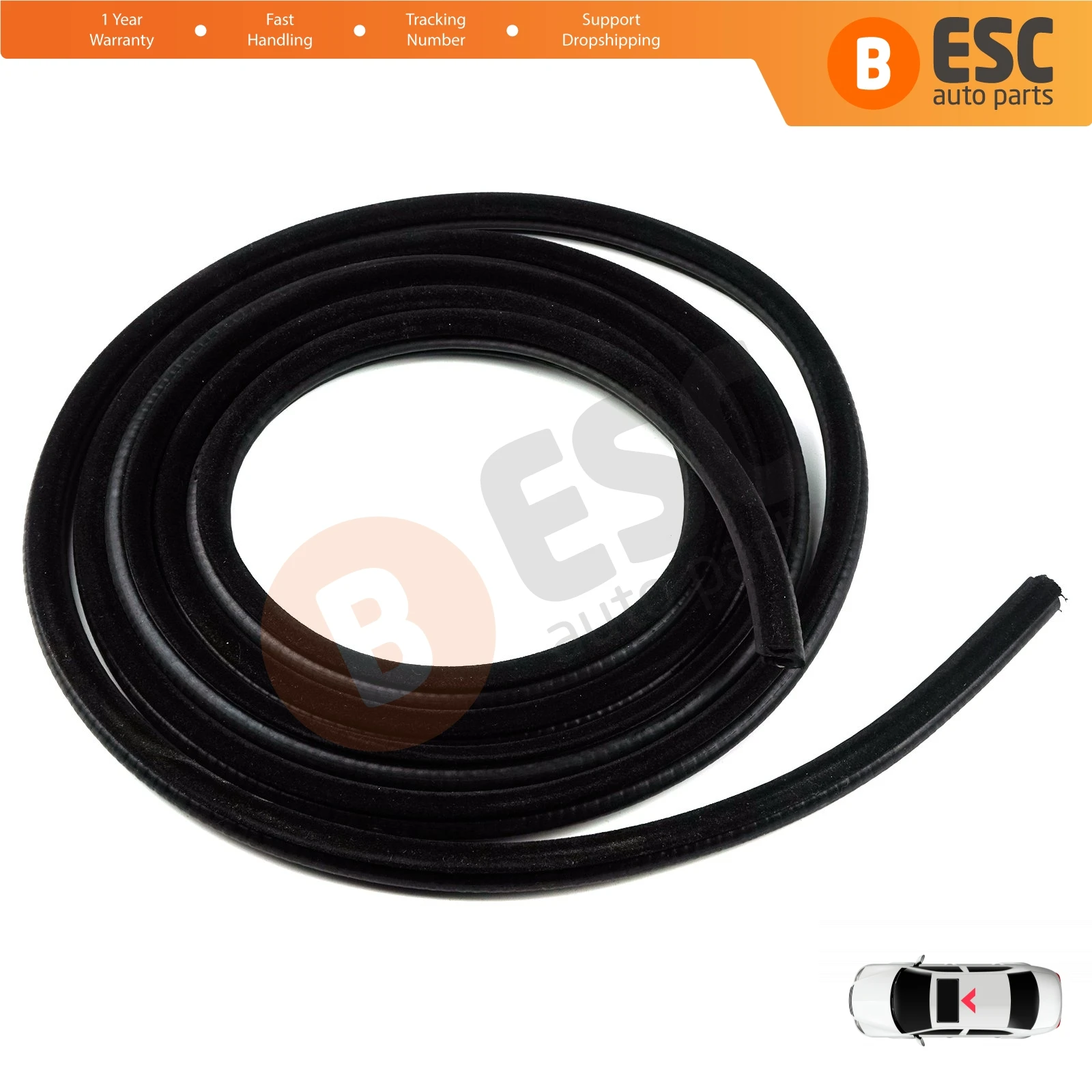 ESR611 Sunroof Seal Gasket Moulding Rubber 54121903725 Metal Sheet 300 cm for BMW E21 E30 318 320 325 M3 Coupe Sedan Wagon