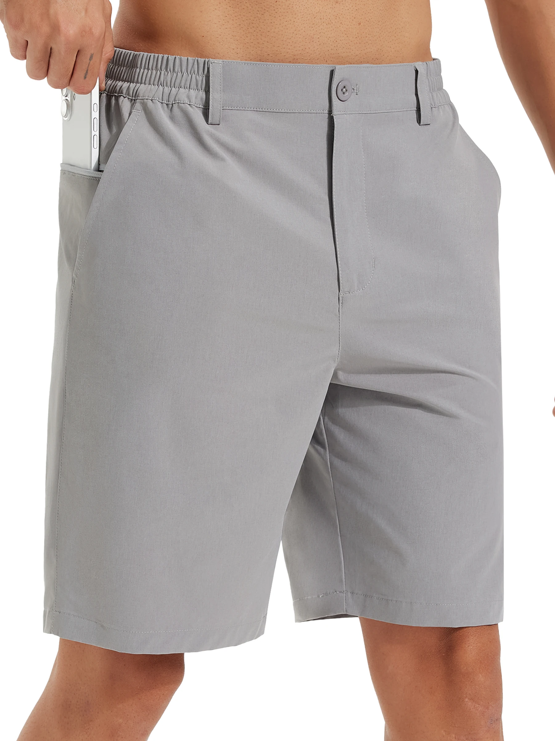 Sommer Herren Freizeitshorts Business- & Golf-Hosen, Atmungsaktive Relaxed-Fit-Shorts mit Schnellverschluss-Taschen – Detail 31