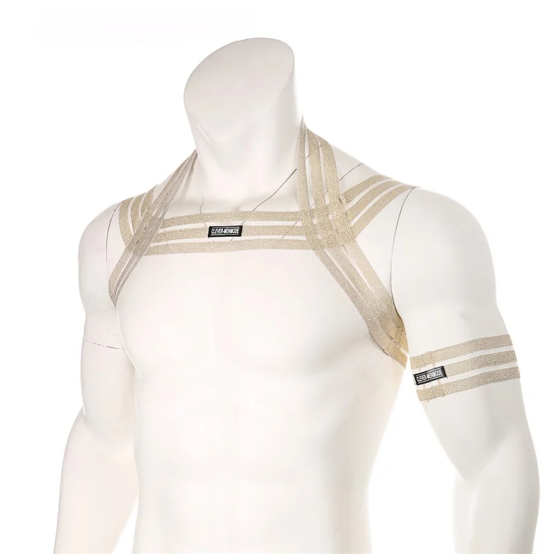 CLEVER-MENMODE Fetish Men Harness Sexy Elastic Tops Body Chest Bondage Strap Punk Rave Costumes for BDSM Sex Lingerie