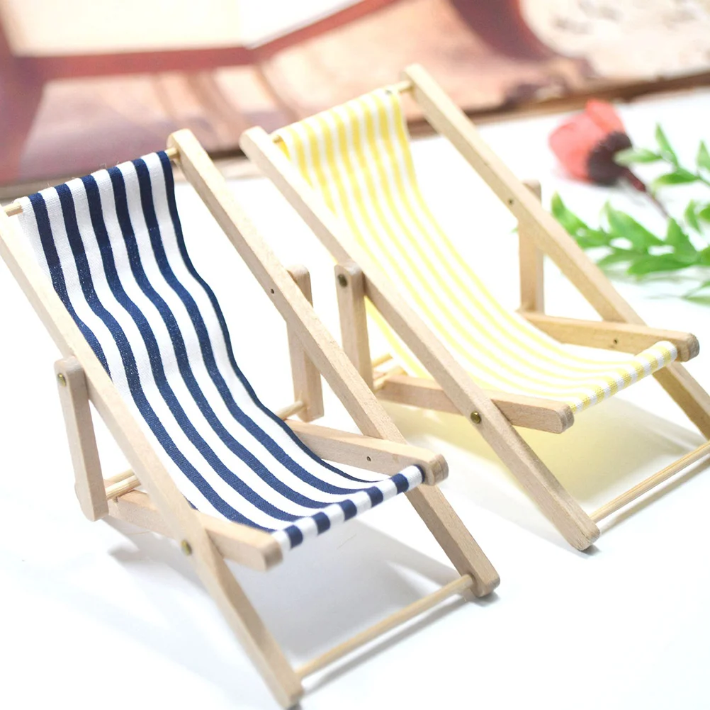 Tiny Folding Chair Beach Chairs Miniature Adornments House Furniture Travel Dollhouse Outdoor Lounge