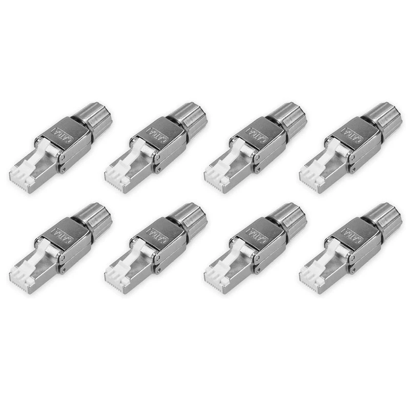 

RJ45 Network Connector Pack -Set Of 8 Cat6a RJ-45 Network Connectors -Shielded Cat 6A Ethernet Cable Strain Relief Plugs