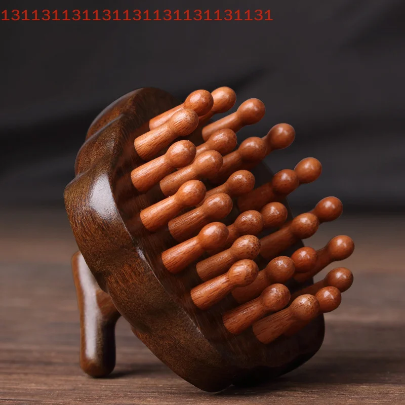 

Многофункциональный массажер для головы из натурального сандалового дерева, расческа для терапии кожи головы, круглый зуб, гуаша, соскабливающий массажер для тела для релаксации