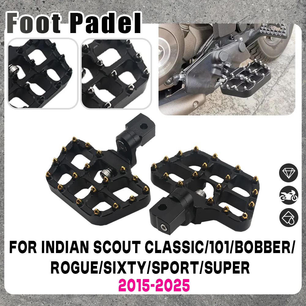 

Rider Foot Rest Pedal Motorcycle Front Foot Controls Adjustable Wide Footpegs For Indian Scout Sixty Classic Rogue Bobber Twenty