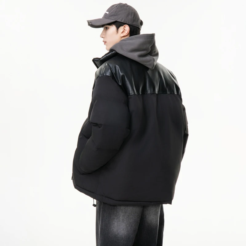 Jaket Berlapis Katun Pria Tren Pakaian Merek Fashion Pria Jaket Puffer Baru Pria Musim Gugur Musim Dingin Kerah Berdiri Parka Tahan Angin