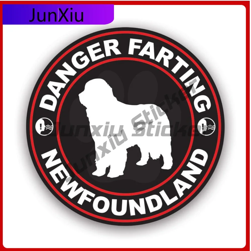 

Водонепроницаемая виниловая наклейка «Опасно! Ньюфаундленд пукает» для автомобиля, почтового ящика, уличная декоративная наклейка с милым собакообразным рисунком