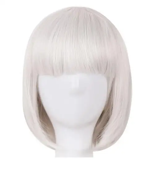 Parrucca blu ondulata corta resistente al calore Costume sintetico Halloween Carnival Cosplay Hair Flat Bangs Women Hairpiece