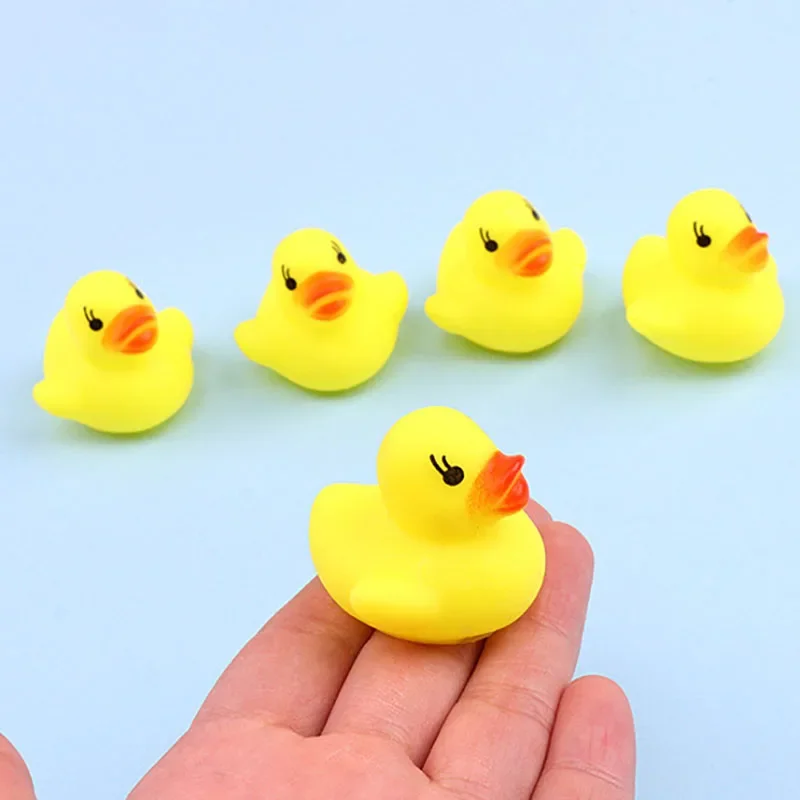 5Pcs/set Baby Bath Toy Kids Mini Floating Swimming Rings Rubber Yellow Ducks Fishing Net Washing Swimming Toddler Toys Water Fun