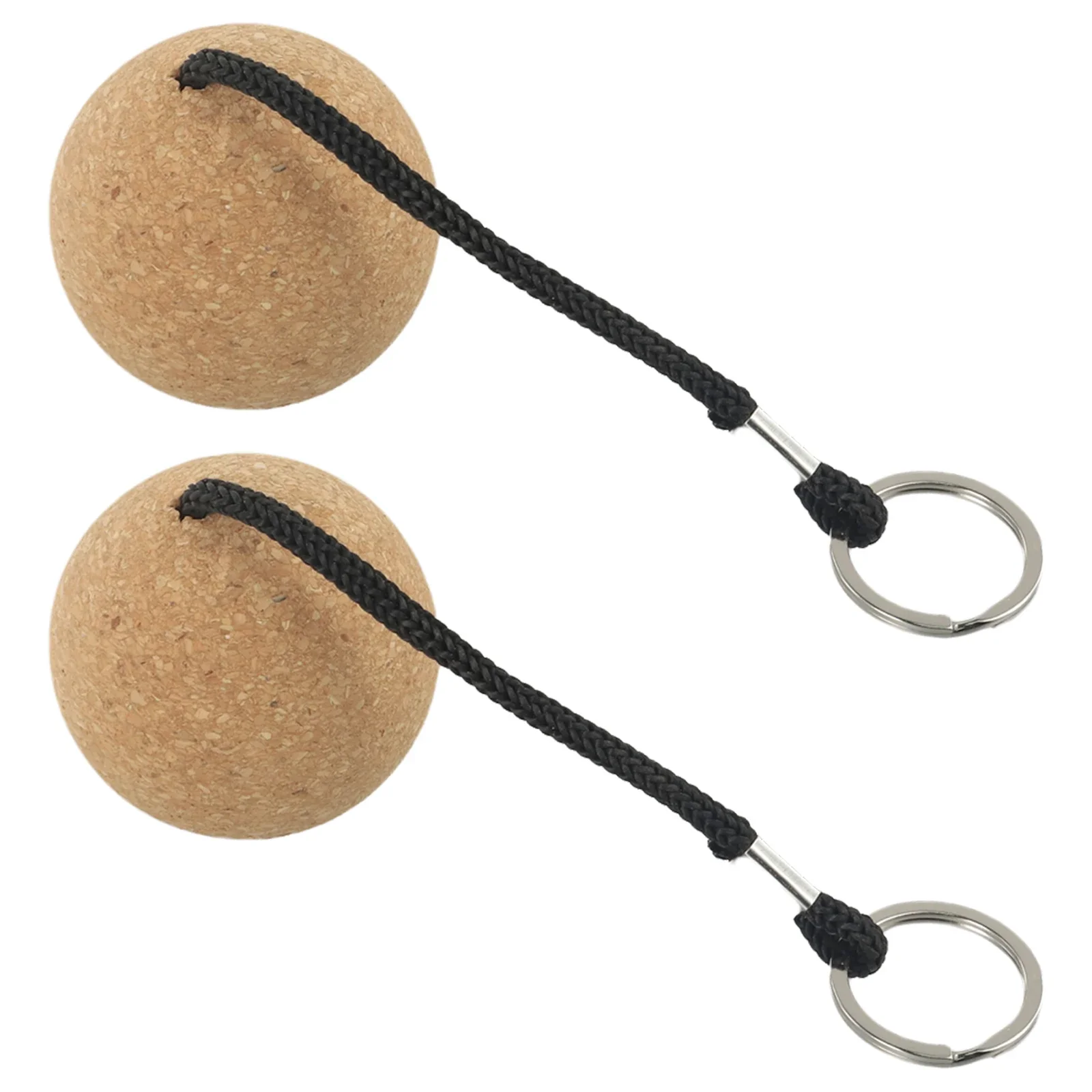 2 Stück 50 mm schwimmende Korkkugel-Schlüsselanhänger, Segelboot-Schwimmkörper, schwimmendes Seil, ultraleichter Holz-Schlüsselanhänger, Kajak-Zubehör – Detail 10