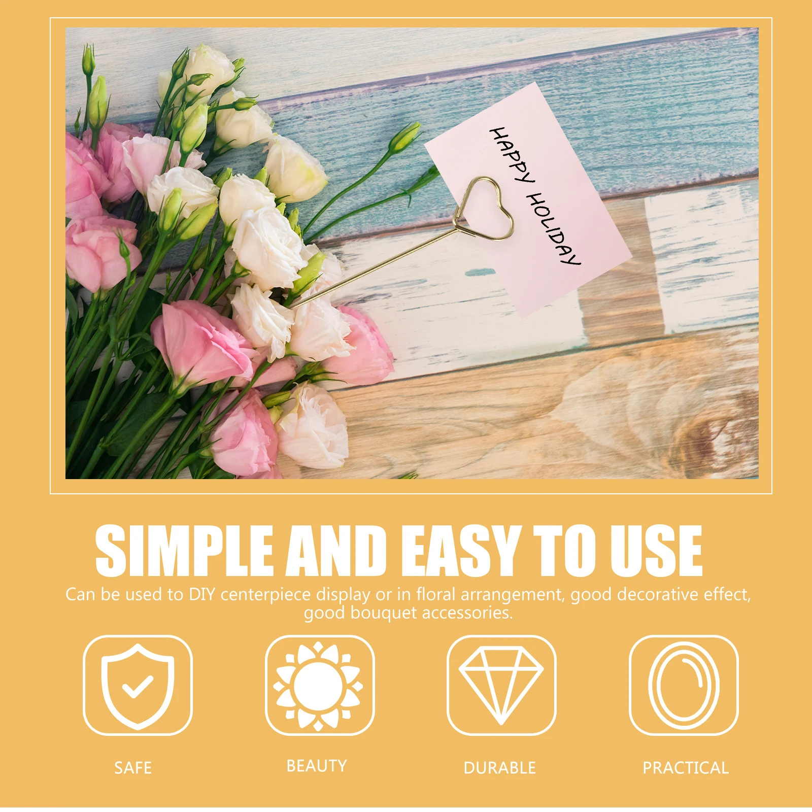 

30Pcs Creative Heart Shape Place Card Holder Floral Picks for Wedding Birthday Prom Table Number Picture Holder