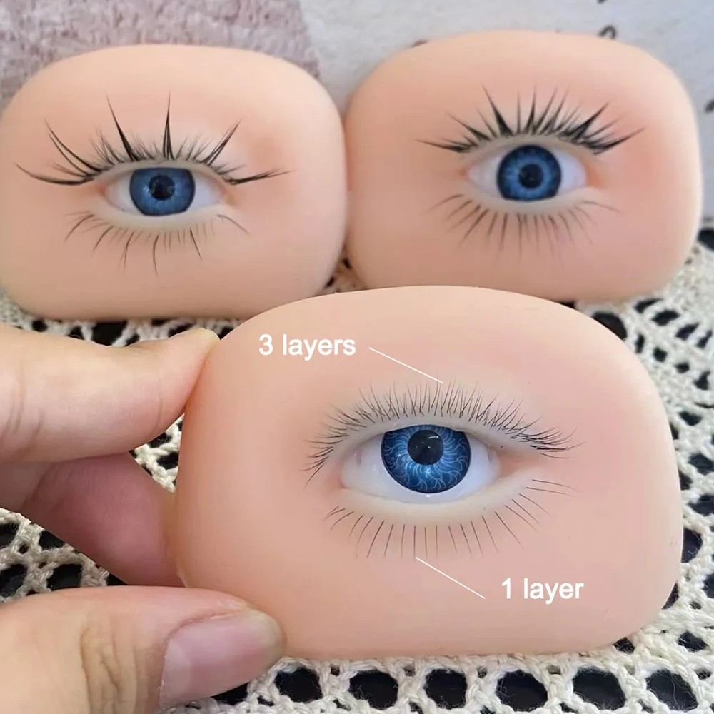 5D Wimpern Praxis Auge Modell Silikon Soft-Touch Simulation Doppel Schicht Wimpern Training Make-Up-Tool