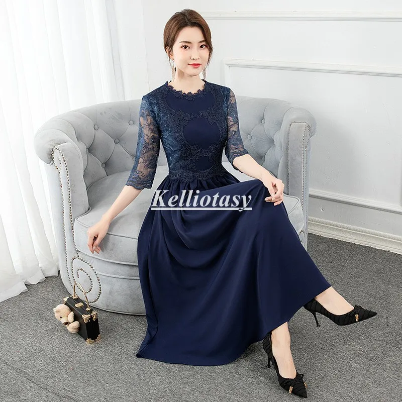 Plus Size Mother of The Bride Dress With Half Sleeves Tea Length Mother Dresses For Wedding Party