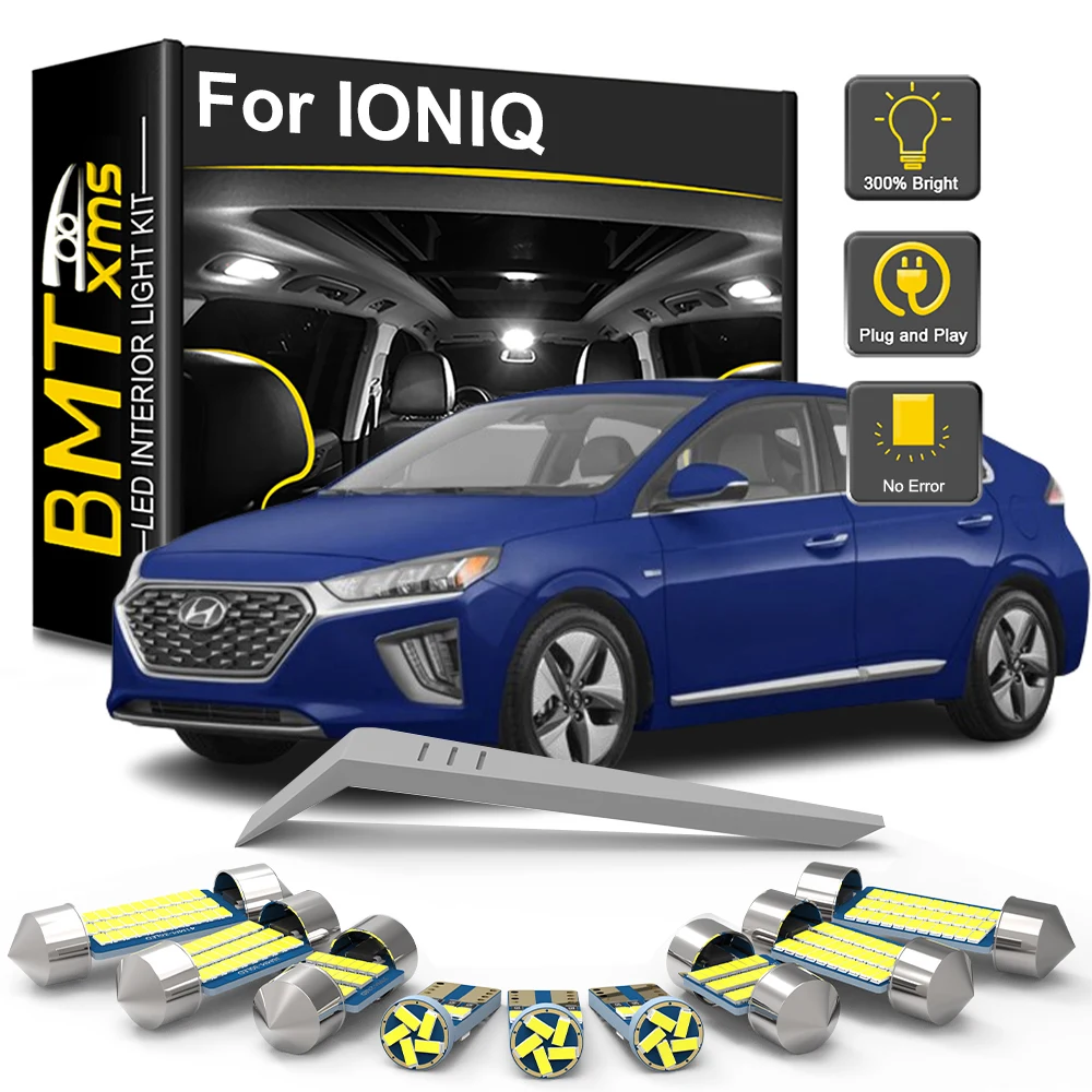 

BMTxms 13Pcs Canbus For Hyundai IONIQ EV 2016 2017 2018 2019 2020 2021 2022 Car LED Interior Light Dome Bulb Kit Vehicle Lamp