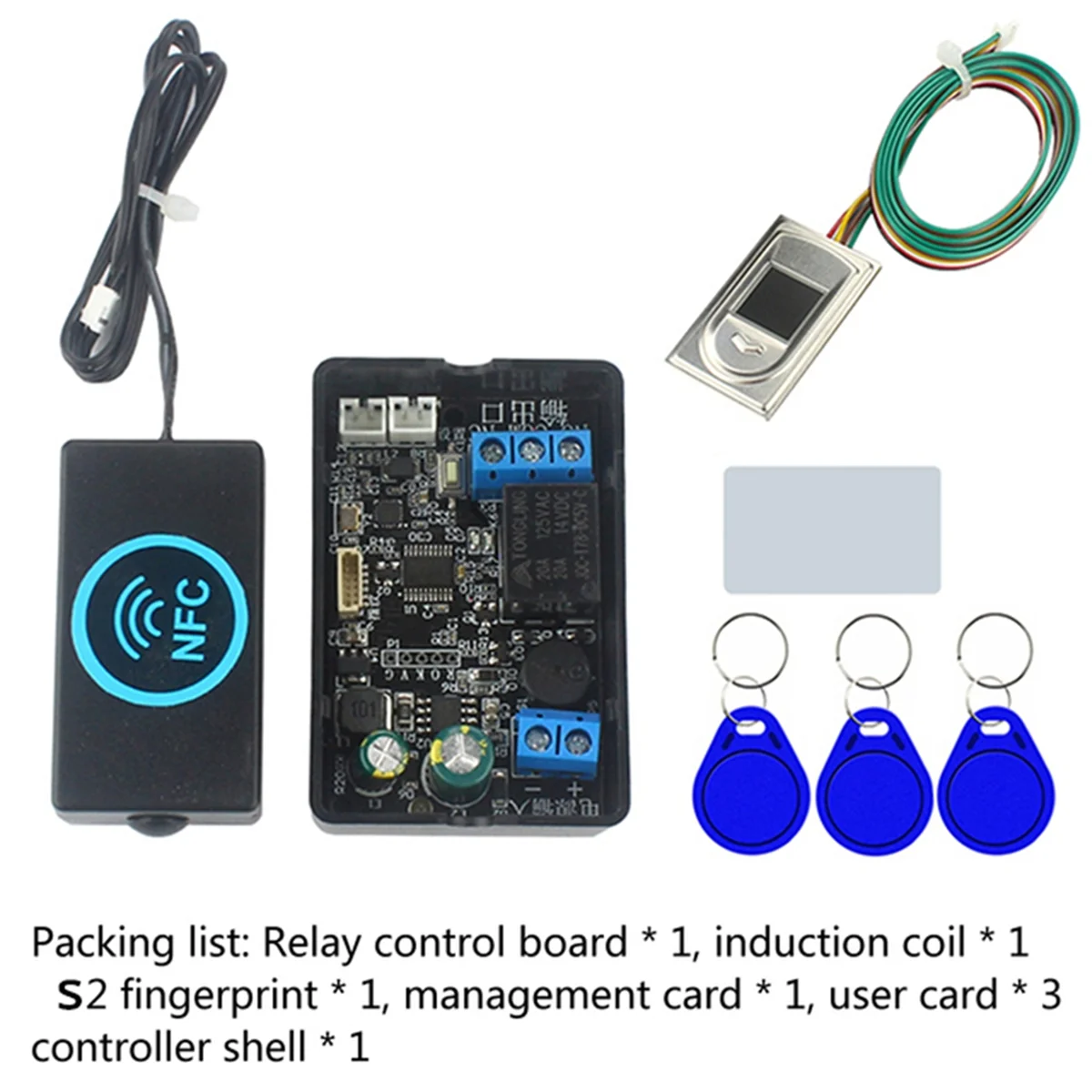 AA98 Fingerprint Access Controller NFC Electric Lock Control Relay Module IC Card Induction Switch S2 Fingerprint and NFC