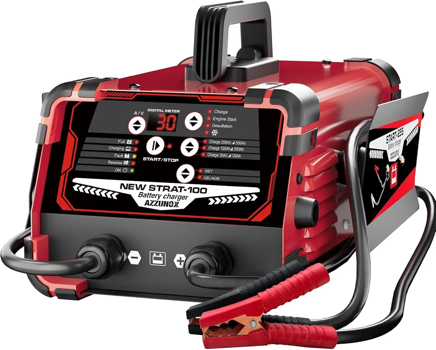12V/24V Car Battery Charger & Engine Starter, 0-30A Battery Maintainer, 130A Cranking Amps, Auto Desulfator & Repair
