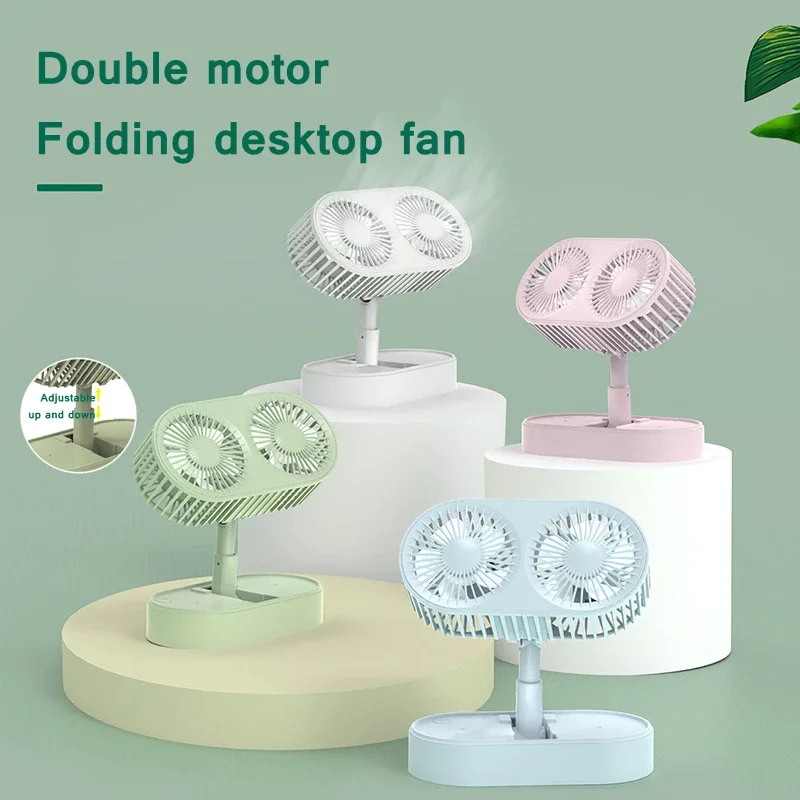 Office Desktop Foldable Mini Air Cooling Fan - Adjustable Double Headed USB Fan