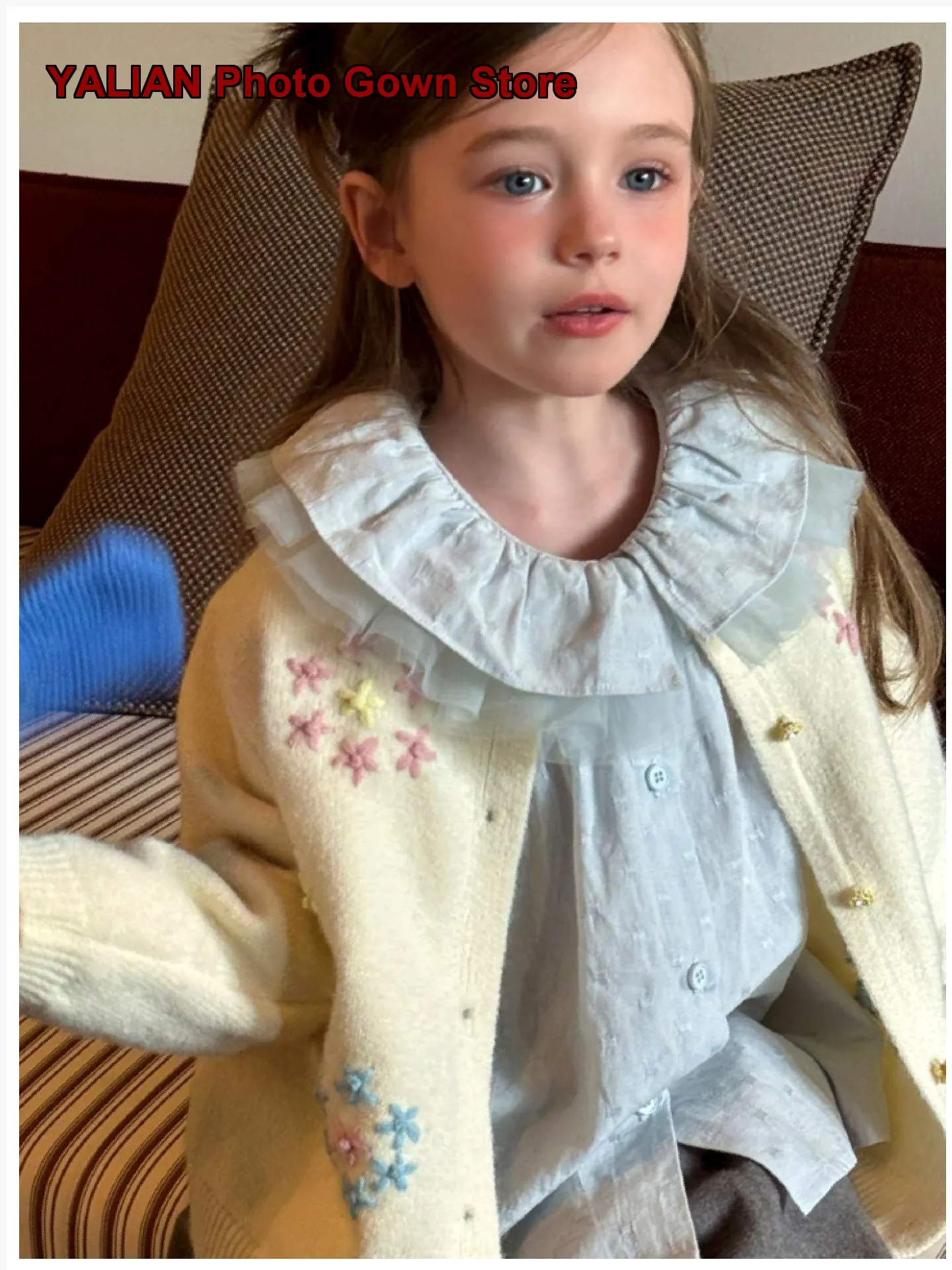 Girls Knit Coat 2026 Autumn Girly Crochet Floral Design Super Cute