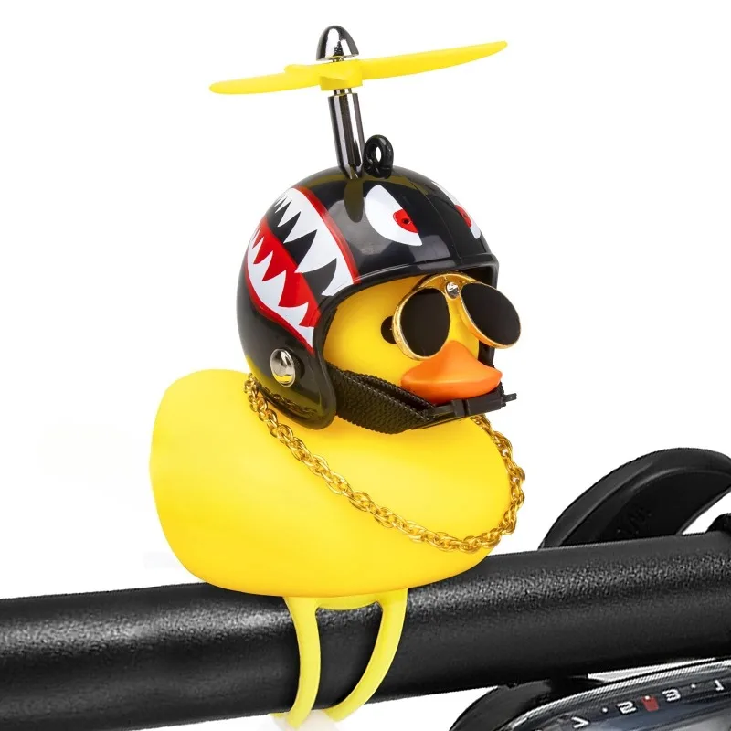 Campanas para Bicicleta, Adornos para Manillar de Bicicleta, Patito Amarillo de Dibujos Animados, Casco de Patito Amarillo, Luz Delantera Brillante, Accesorios para Bicicleta