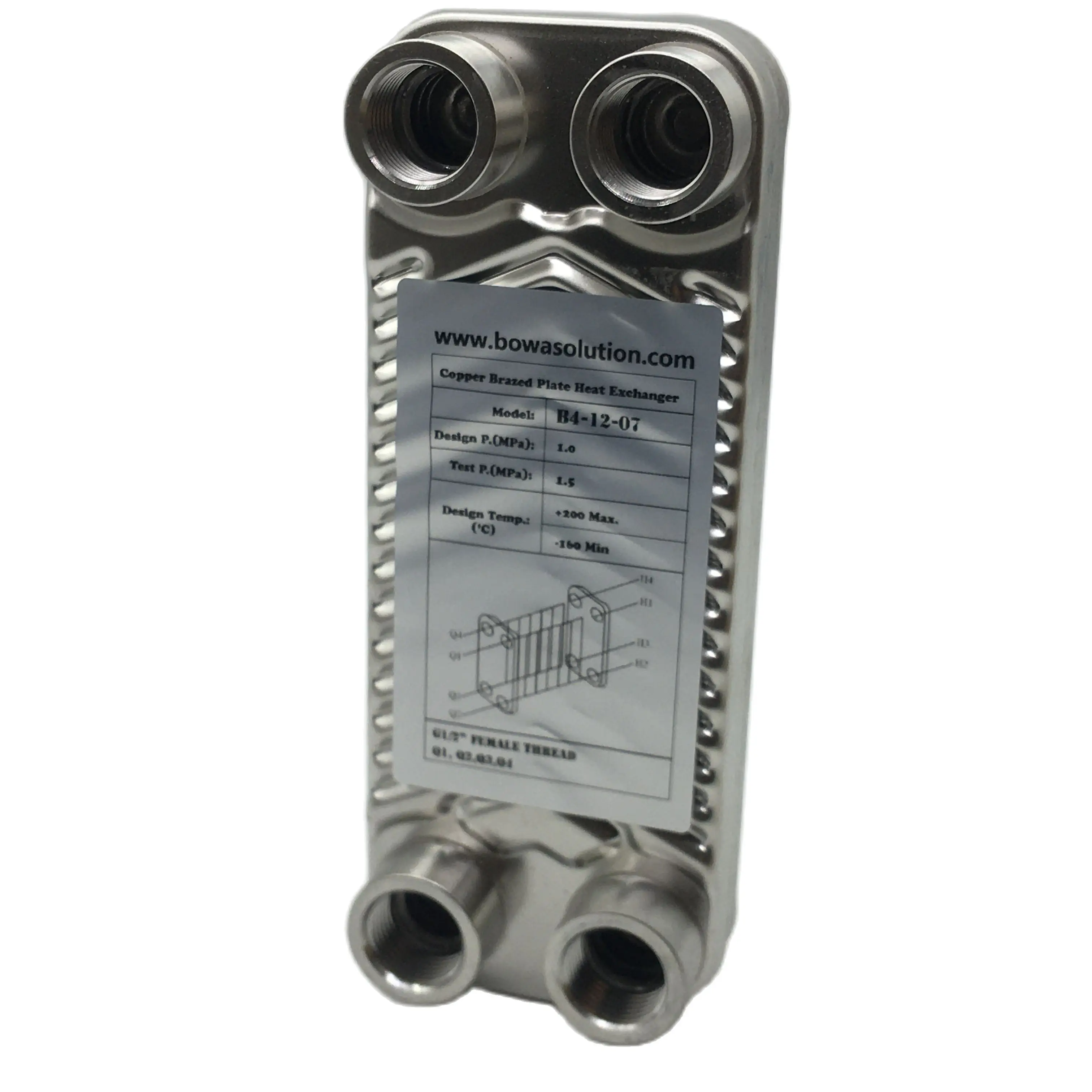 15 플레이트 니켈 브레이징 스테인레스 강판 열교환 기, 난방 장치용 우수한 품질 부품