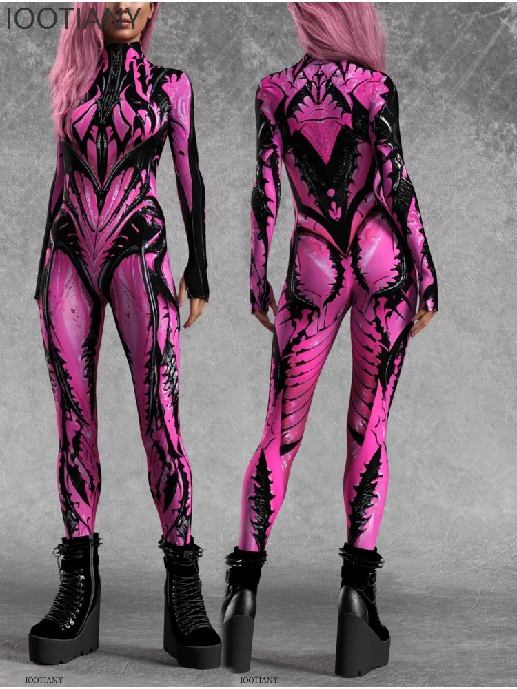 

Women's 3d Printed Colorful Horror Bodysuit Halloween Carnival Party Cosplay Costume Stage Performance Stretch Bodysuit 2025 New