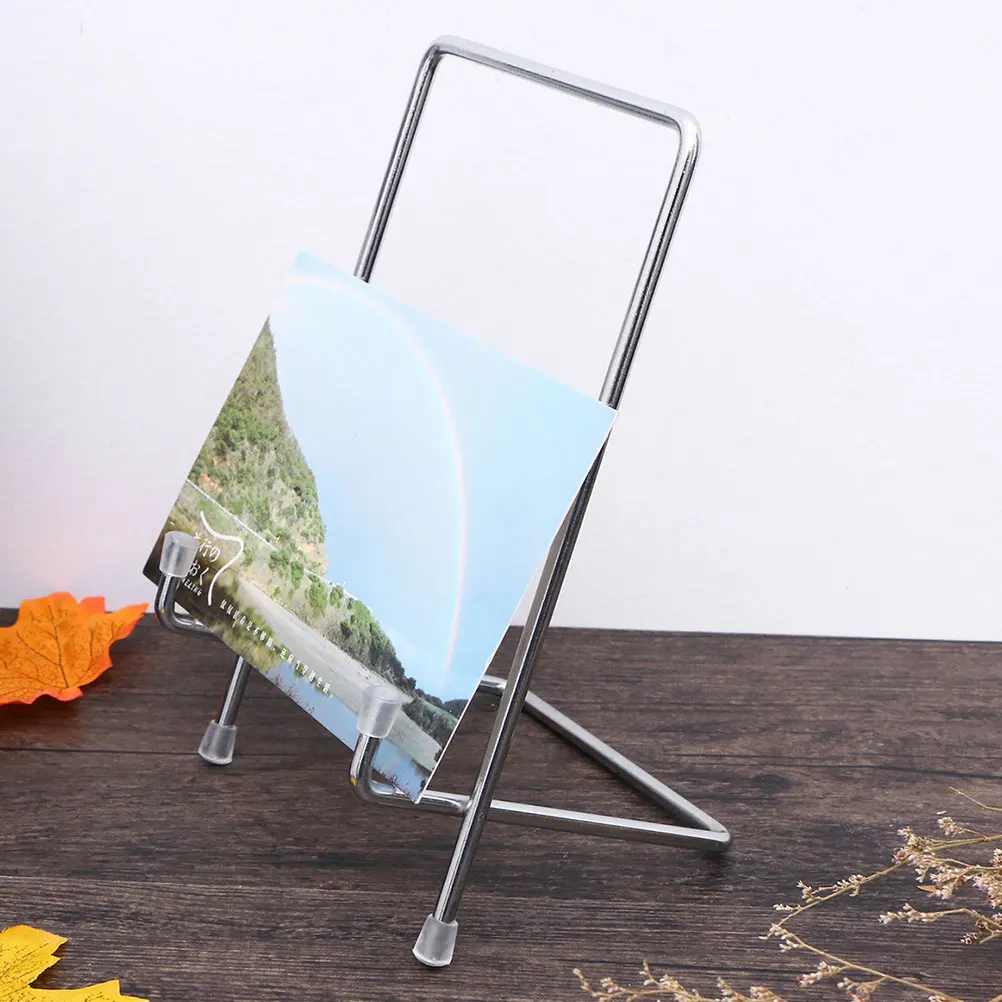 

2 Pcs Metallic Silver Bracket Frame Display Stand Photo Iron Easel Show Picture Holder