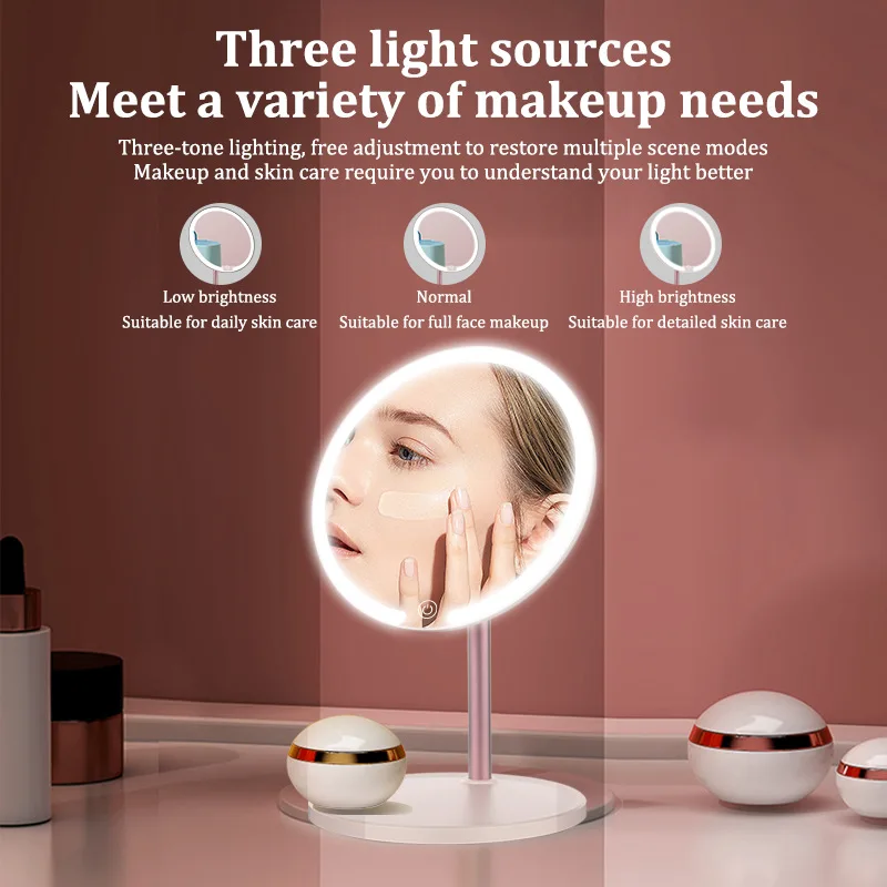 CMH المتخصصة الحديثة سطح المكتب المرآة البالونية 3 لون ضوء LED ماكياج لمس النساء غرفة نوم خلع الملابس maquiagem espejo espelho #3