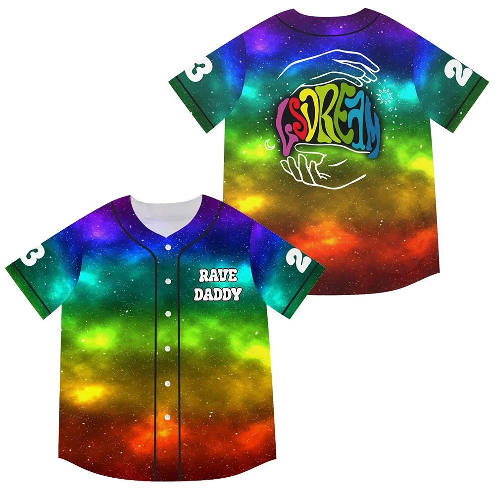 

Lsdream Merch Mushroom Fantasy Baseball Jersey Men/Women Casual Thin button Baseball uniform Oil Slick Custom Short Sleeves