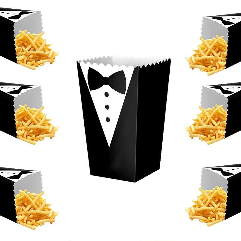 Wedding Tuxedo Popcorn Boxes, 12/36/60Pcs
