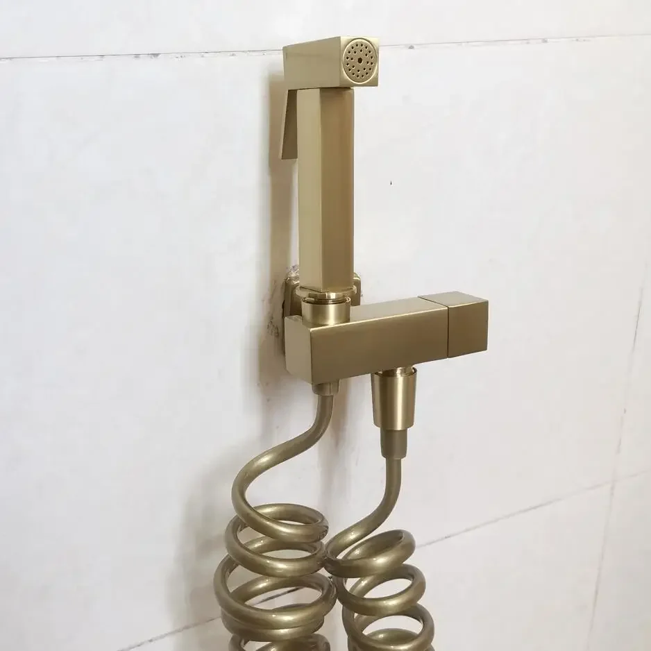 

Hand Held Bidet Sprayer Faucet brass toilet Bidet square Sprayer brushed Gold Douche Kit Shattaf Copper Valve Jet Set