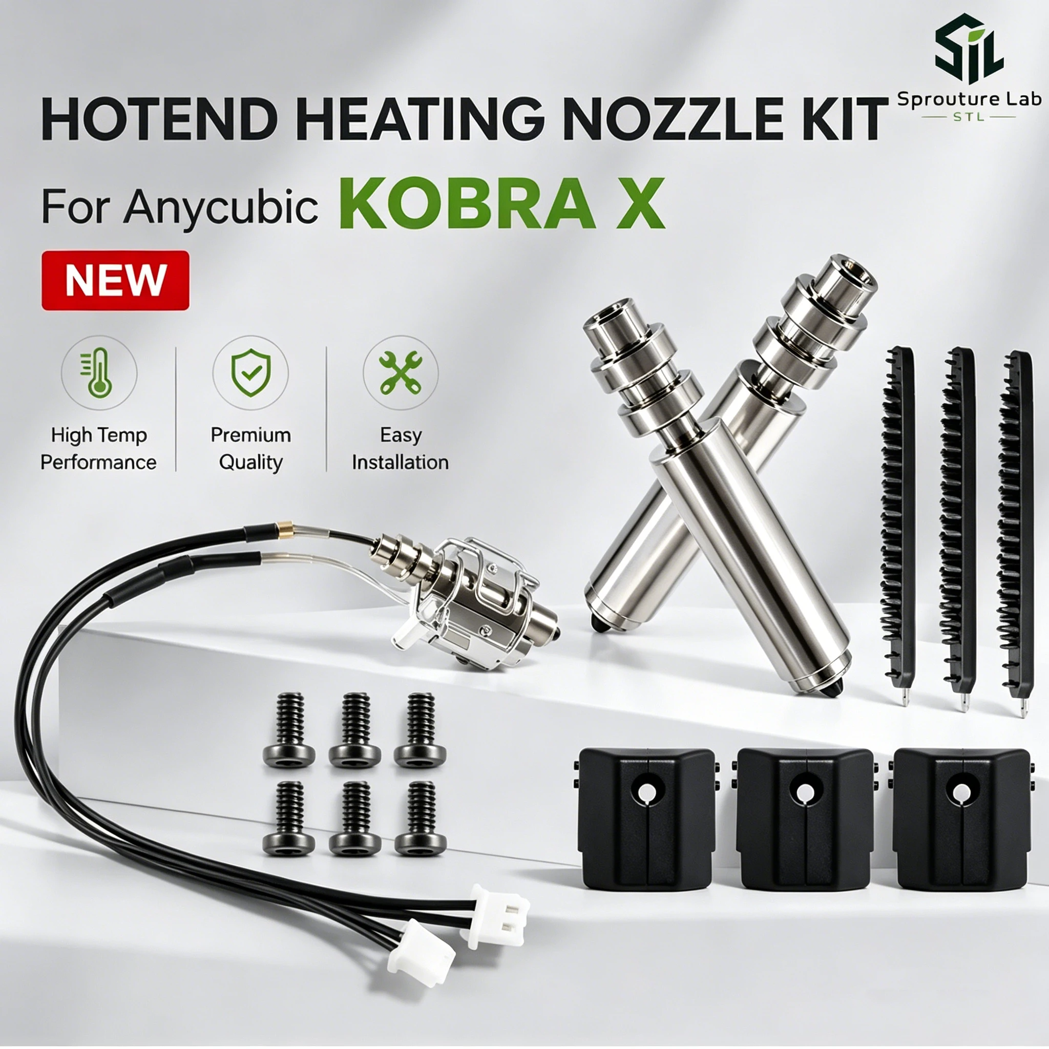 

For Anycubic Kobra X Combo Nozzle Hotend Heating Assembly Silicone Cover Nozzles Extruder Replacement Quick Disassembly Kobra X