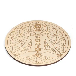 Wooden Chakra Board Crystal Grid Plate Display Base Seven Star Array Yoga Meditation Reiki Spiritual Sacred Geometric Home Decor