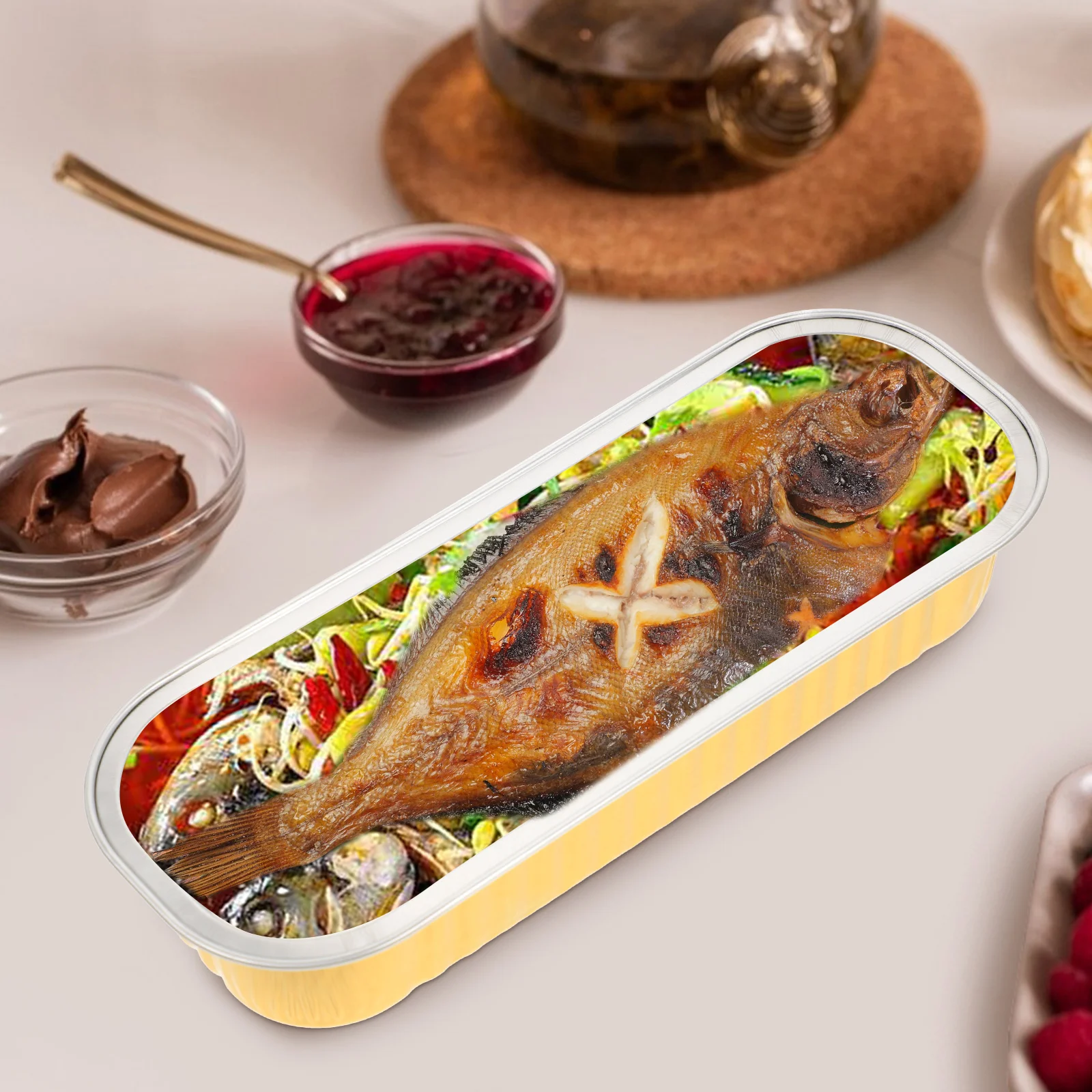 50pcs Aluminum Foil Food Pans Thickened Grill Box For Baking Bbq Takeout Camping Cake Baking Box Multi-Use Foil Containers