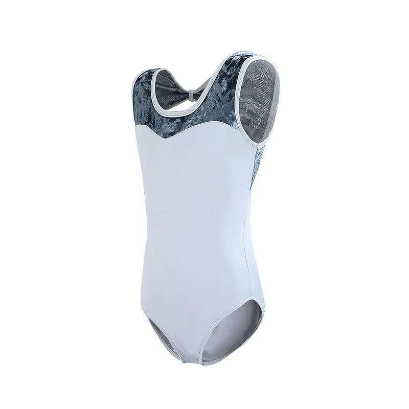 Justaucorps de Ballet en dentelle pour filles col montant dos creux justaucorps de gymnastique en coton justaucorps de danse pour enfants