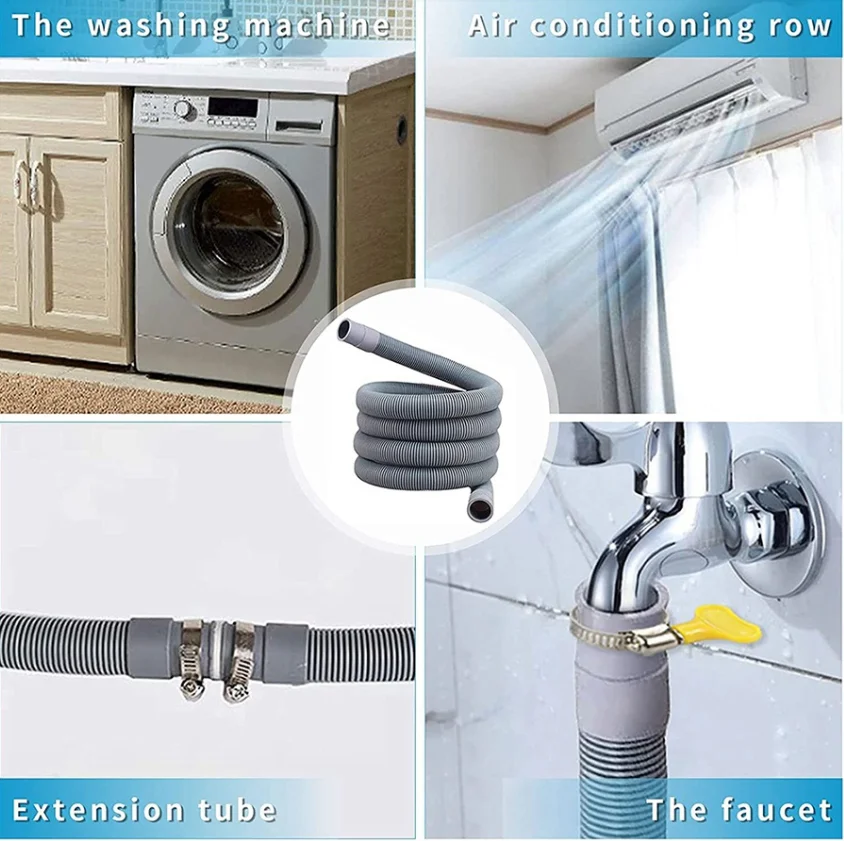 

Universal Washing Machine Drain Hose Air Conditioner Condensate Drain Pipe Faucet Extended Outlet Pipe Home Accessories 1.5m