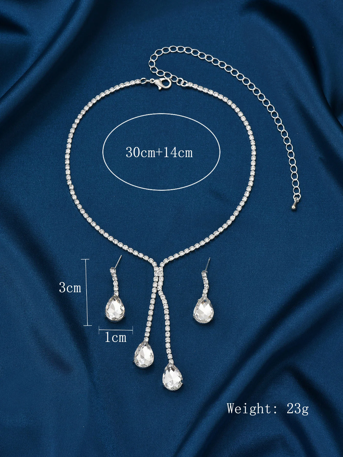 Simple jewelry, sparkling water droplets, wedding claw chain, banquet chain, necklace, earrings, bridal set, women\'s jewelry
