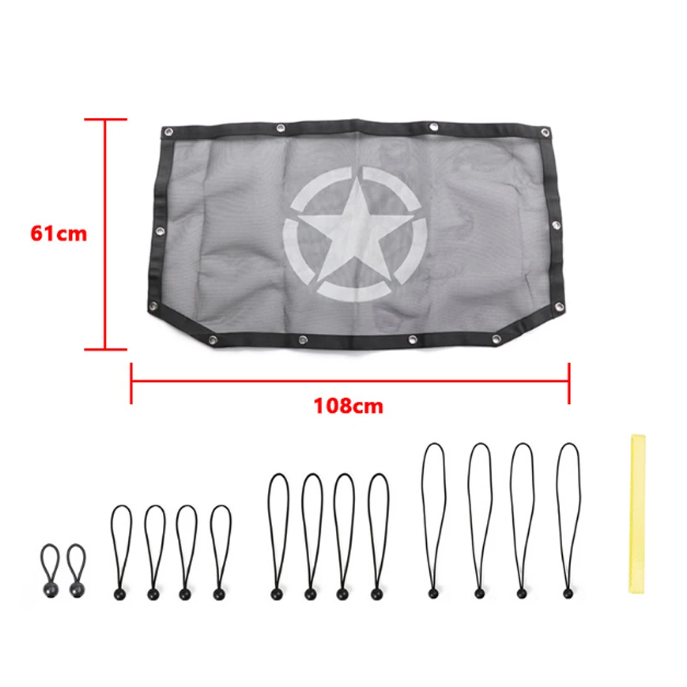 Mesh Sun Shade Top with Star Pattern for 2018+ Jeep Wrangler JL 2/4-Door, Polyester UV Protection Heat Reduction, JL1319 - view 5