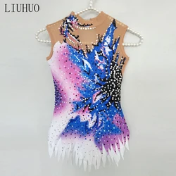 Girls Rhythmic Gymnastics Leotards women Purple Jewelry Competition Gymnastics Costumes Dance Tights Teens BD696