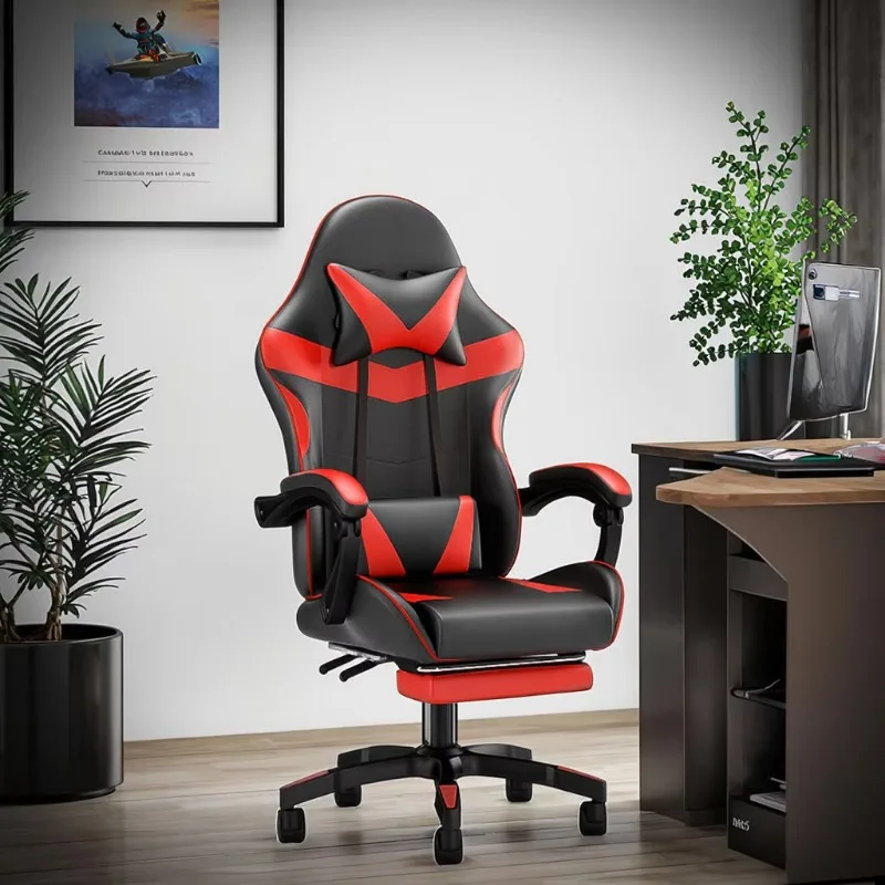 Pink ergonomic PVC leather swivel office chair, suitable for girls