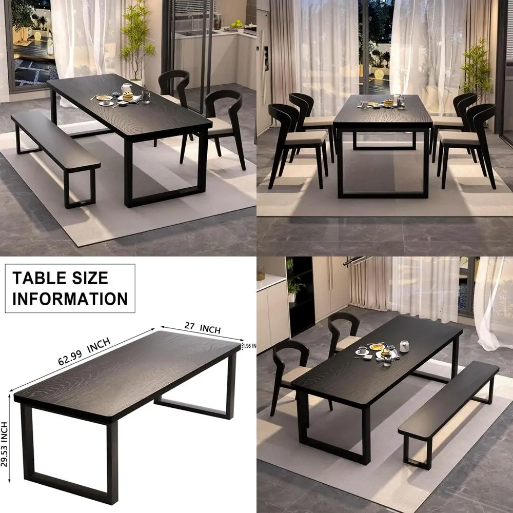 

Elegant Farmhouse-Style Rectangular Dining Table, 63 Long, Seats 4 to 8, Perfect for Dining Rooms