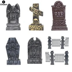 5pcs Mini RIP Tombstones Skulls DIY Cemetery Coffin Graveyard Miniature Halloween Decoration Fairy Garden Ornaments Accessories