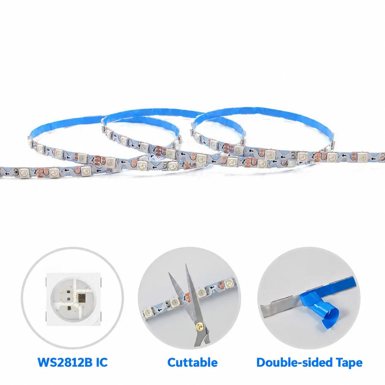 S Type Bendable WS2812 SPI RGB LED Strip Light For Decor DC5V Addressable Smart Pixels LED Light Tape Lights Black White PCB