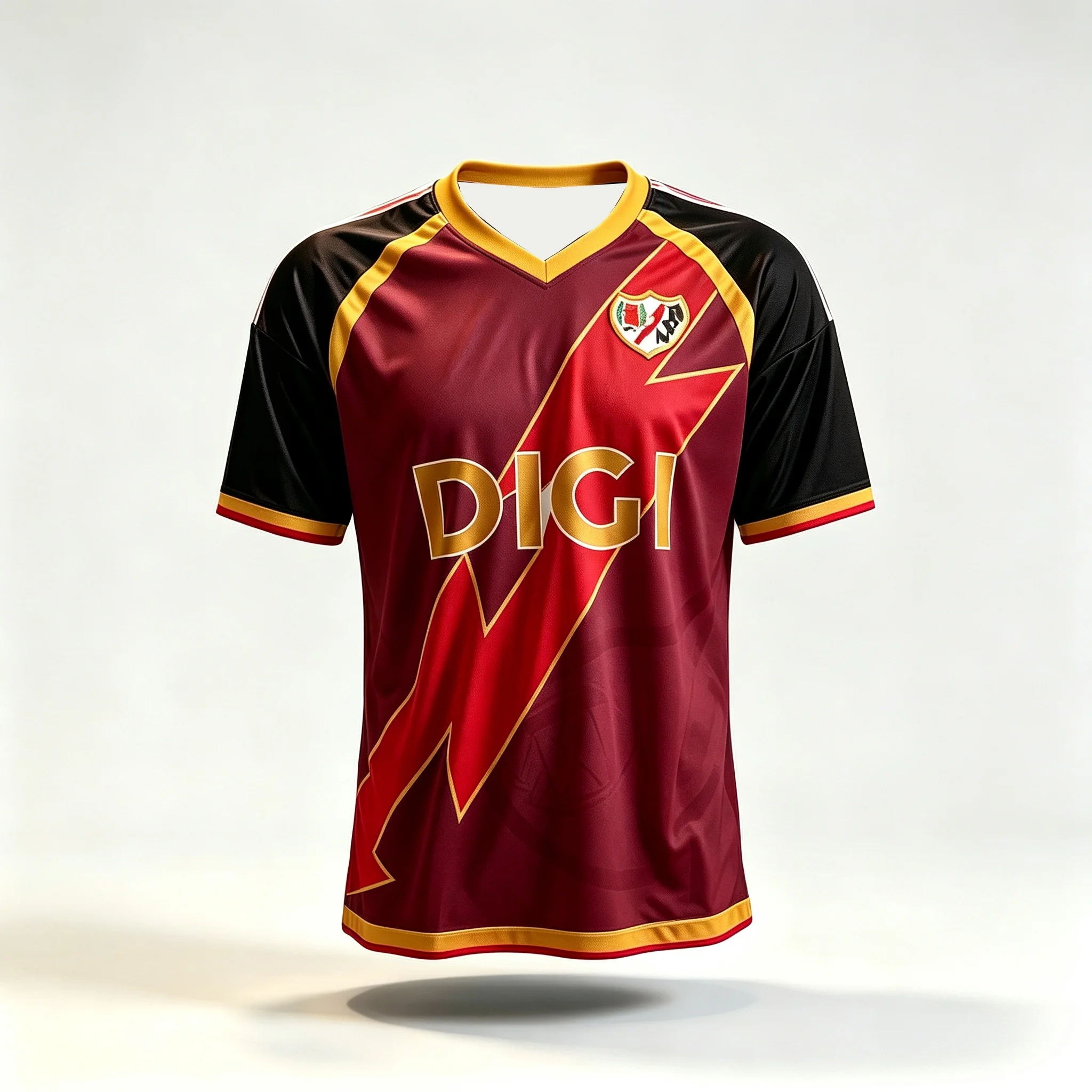 Digi Fußballtrikot für Herren, blaue Basis mit rotem Blitzstreifen, kurzärmeliges Fußballtrikot für Fans, passende Familienkleidung – Detail 8