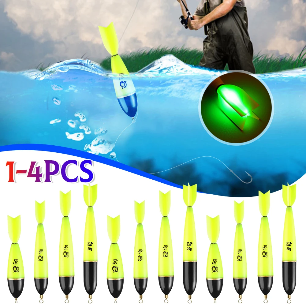 1-4PCS Fishing Float Luminous Fishing Accessories 5/10/15/20g Bobbers Night Fishing Light Floats For Sea Rock Fishing