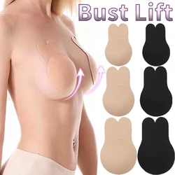 Rabbit Ear Silicone Bust Lift Up Women Reusable Self-adhesive Strapless Invisible Bra Sticky Breast Tape Nipple Cover Bra Pads