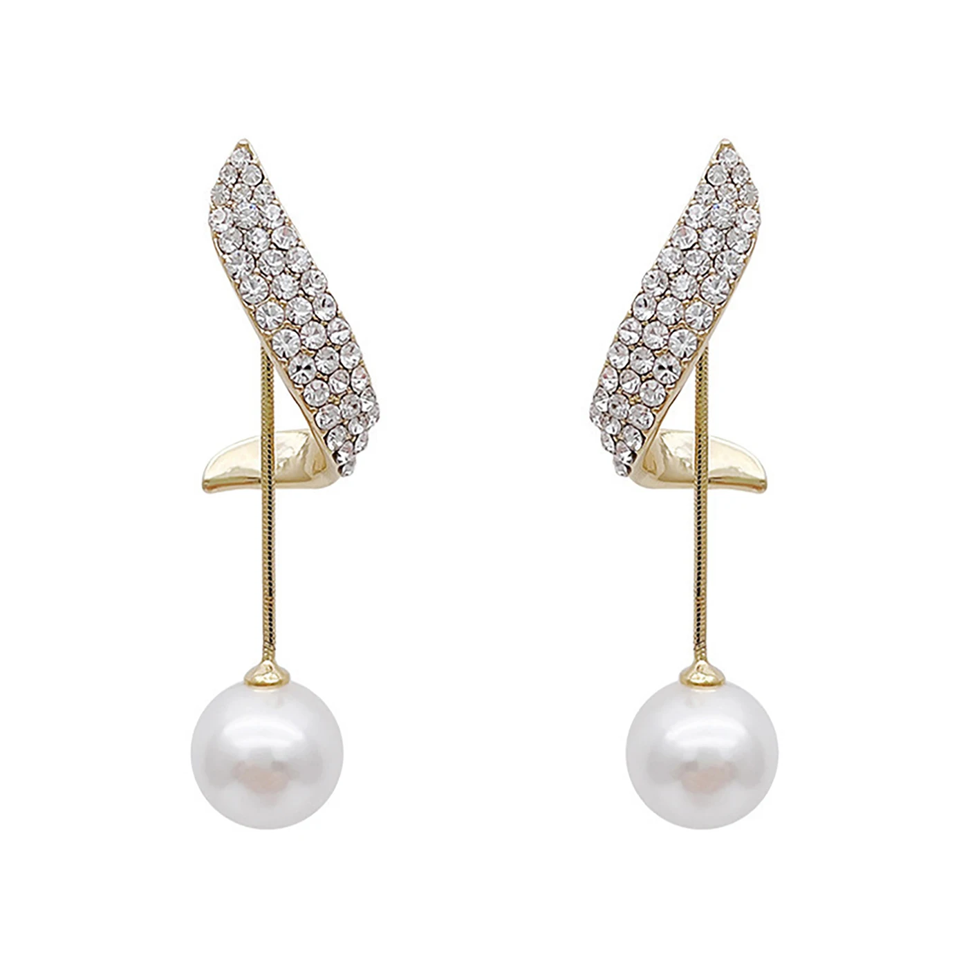 2 fashionable and gorgeous women's long diamond inlaid pearl geometric earrings, party and dinner party accessories